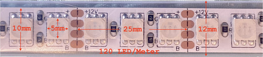 LED - RGB - 12V - 5 meter - 120 LED / meter = 600 LED